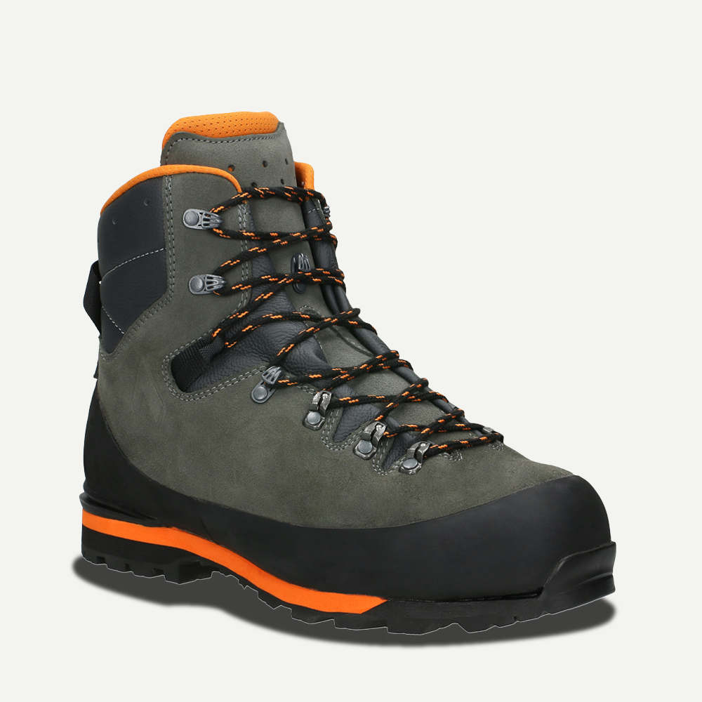 Hiking Boot, Ankle Boot, Leather, Grau, Oranger Akzente