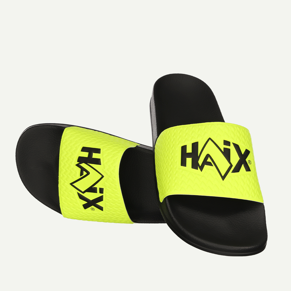 slides, Sandalen, neon, leuchtend-gelb, Riemchen