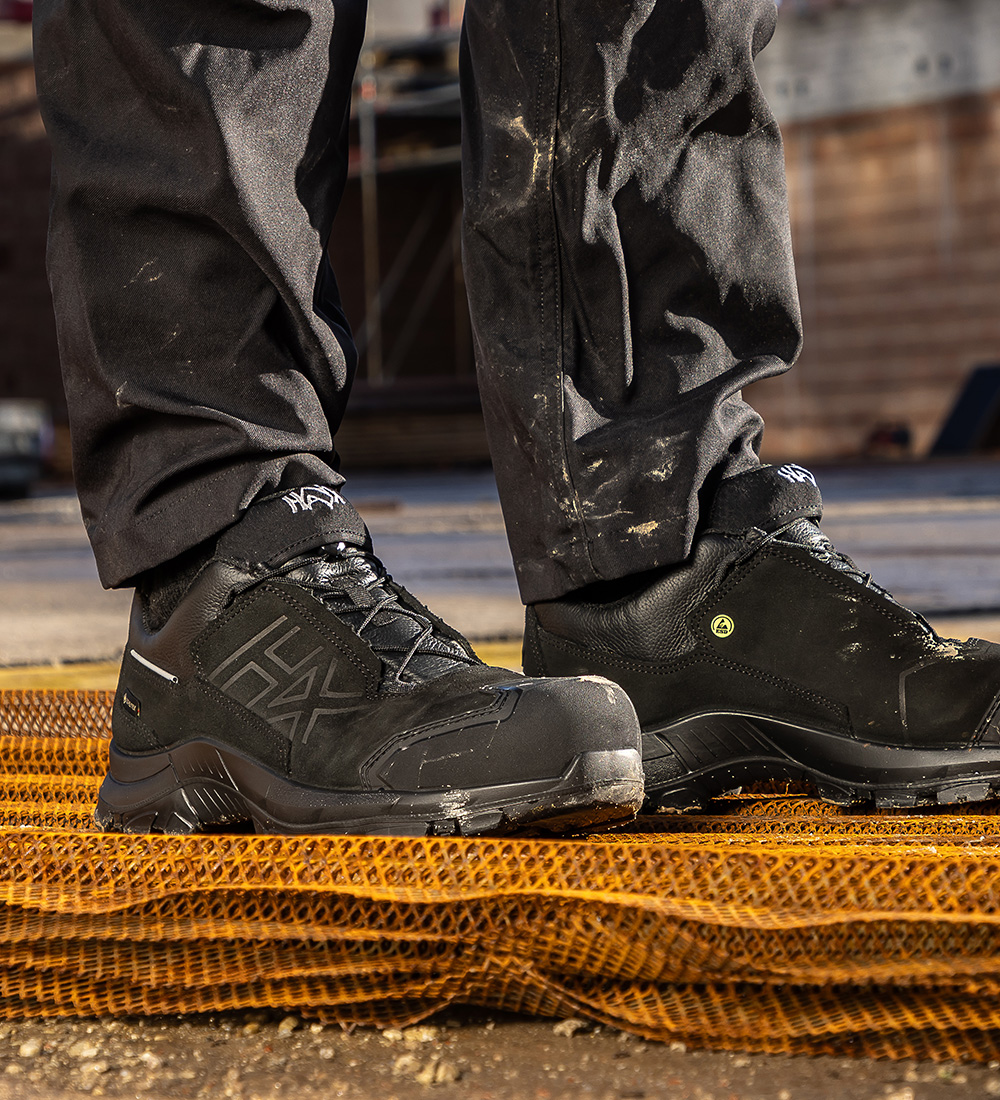 Arbeitsstiefel, Schwarz, Lederschuh, Stiefel, Gummisohle